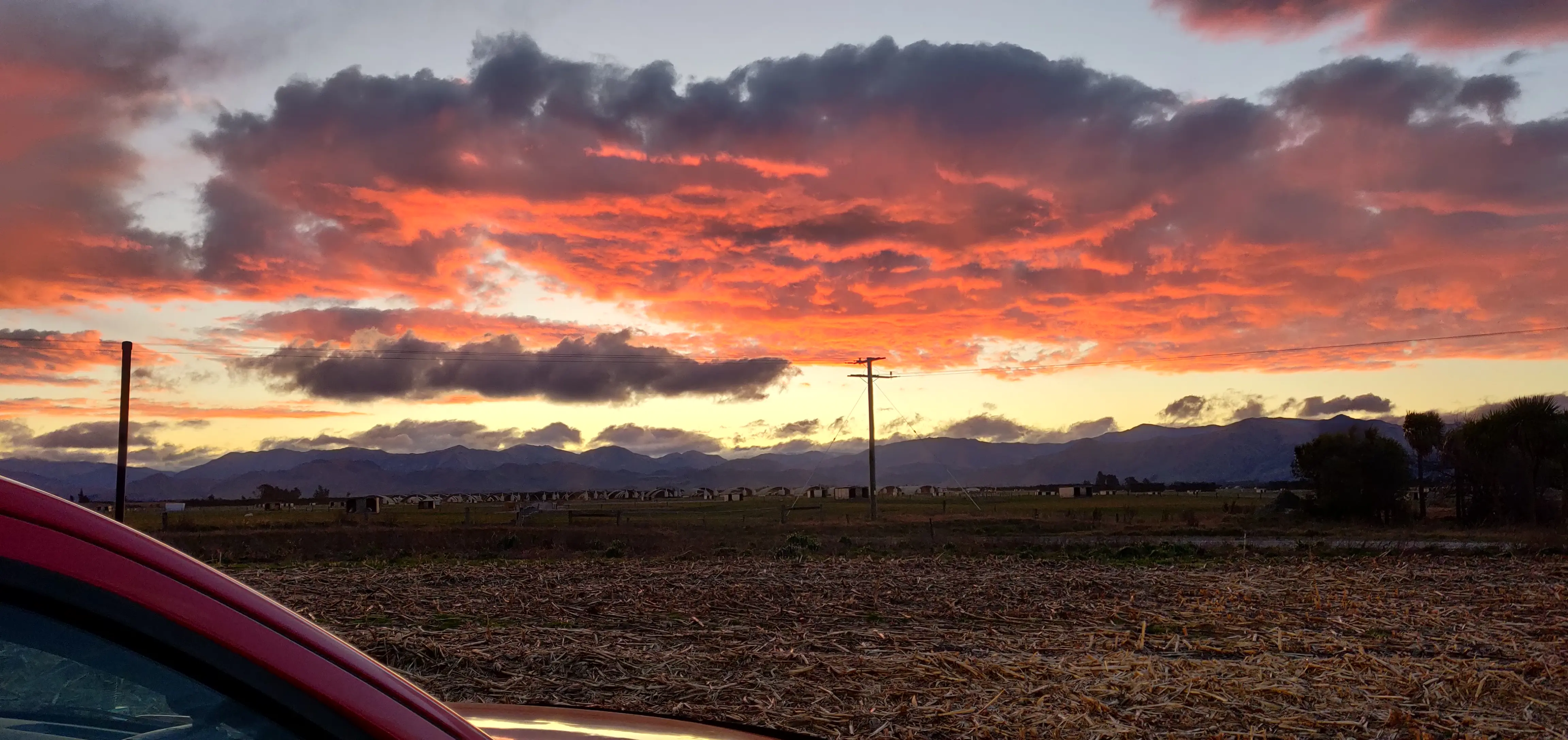 Sunset over farmland